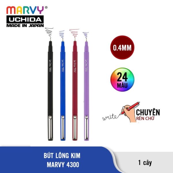 Bút lông kim luyện viết chữ đẹp Marvy Uchida Le Pen 4300 ngòi 0.3mm (màu dạ)